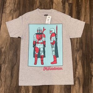 Mad Engine Star Wars The Mandalorian Graphic Print Grey T-Shirt Men's Medium NWT